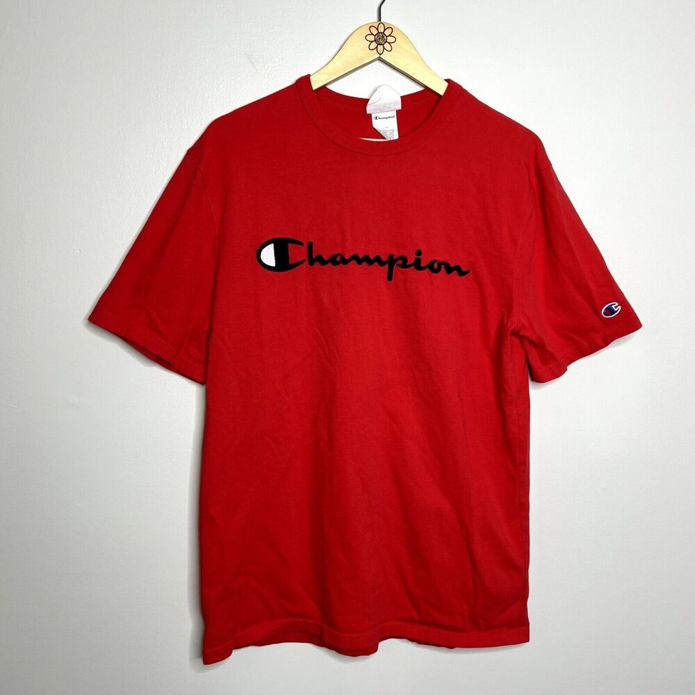 Champion Red Short Sleeve Logo Tee Shirt
